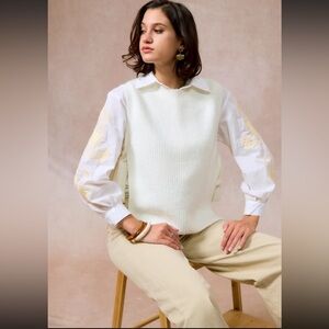 FROM PARIS FRANCE 🇫🇷 White Sleeveless Sweater Vest